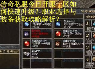传奇私服今日开服一区如何快速升级？职业选择与装备获取攻略解析？